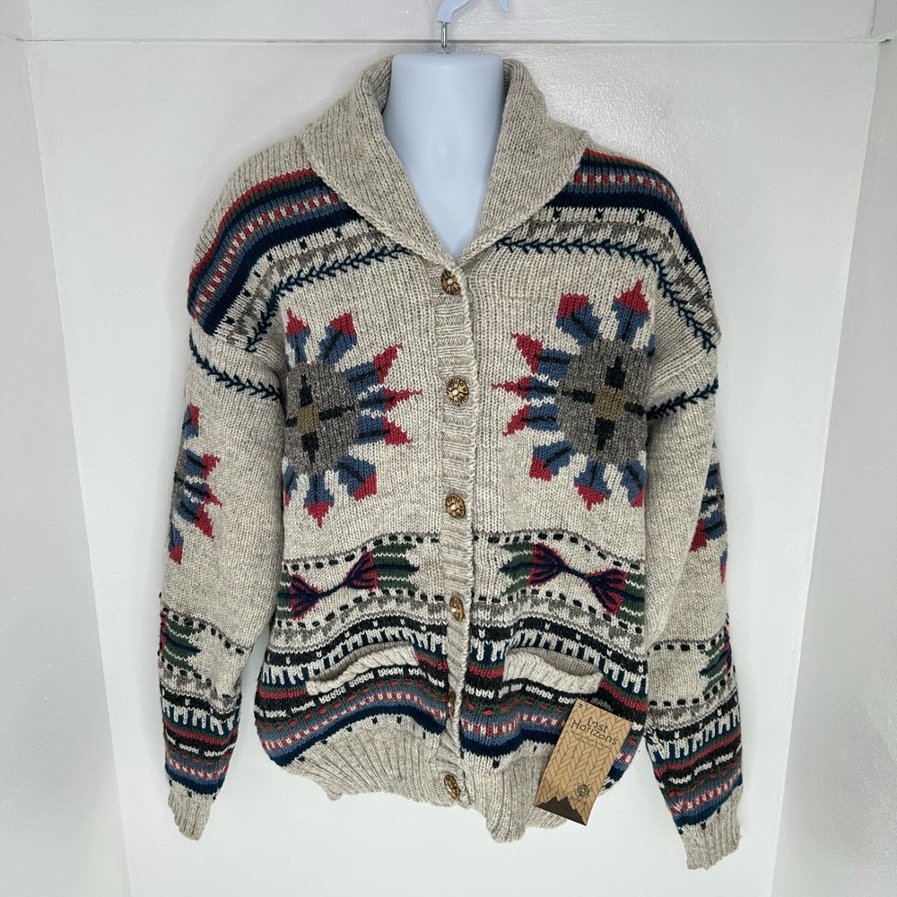 Lost Horizons‎ NWT Handcrafted Cardigan Sweater Size XXL Made In Nepal Southwest - Picture 2 of 15